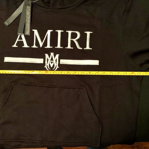 AMIRI MA BAR LOGO Embroidered Hoodie Black Size L New 100% Cotton - Picture 9 of 14